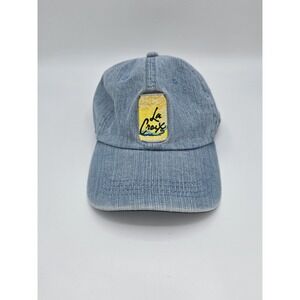 La Croix Hat Light Blue Denim Adjustable Strap Embroidered Patch One Size